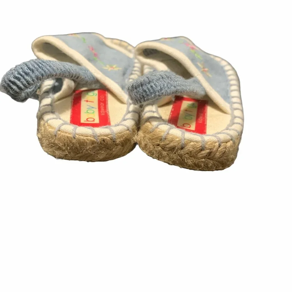 Vintage Baby Togs Chambray Floral Embroidered Sandals 24 Months